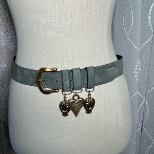 Crisca leather Belt w/ Gold buckle  and gold charms.
